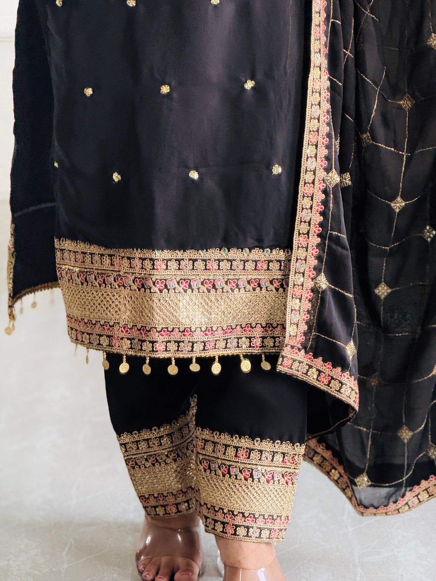Black Heavy Designer Kurta Set With Dupatta