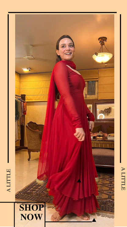 NEW ANARKALI 2 LAYER GOWN ,DUPPTA SET READY TO WEAR FULLY STTICHED* DKB 6