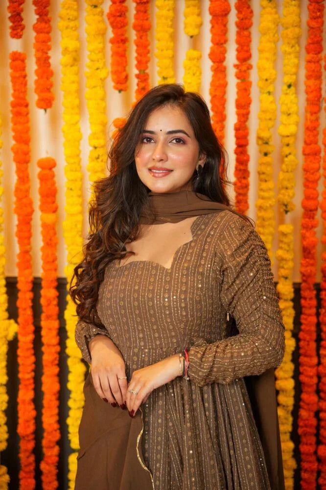 Mahadhya's Night Star Chocolate Anarkali Suit Set