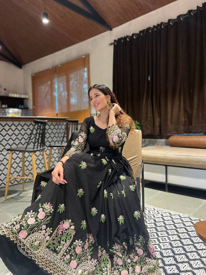 Black Color Premium Anarkali Suit Set