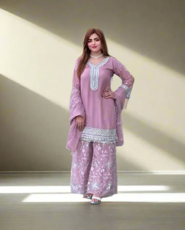 Pink Designer Sharara Plazzo Set