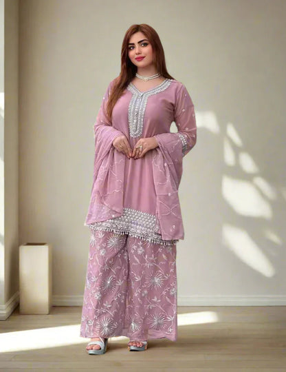 Pink Designer Sharara Plazzo Set