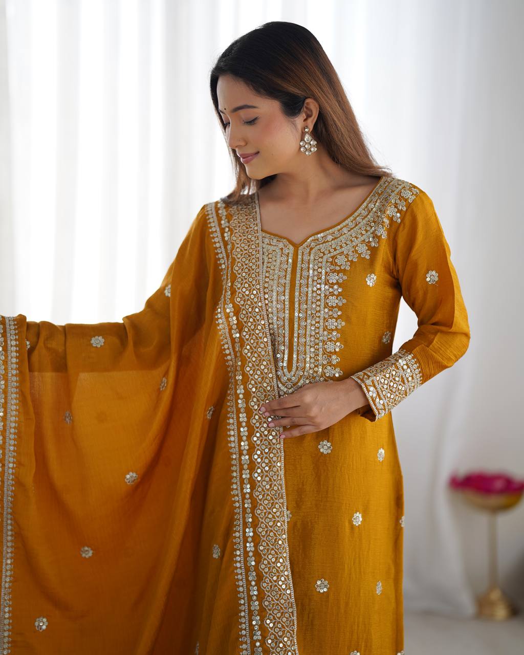 Mustard Color Premium Designer Sharara Set