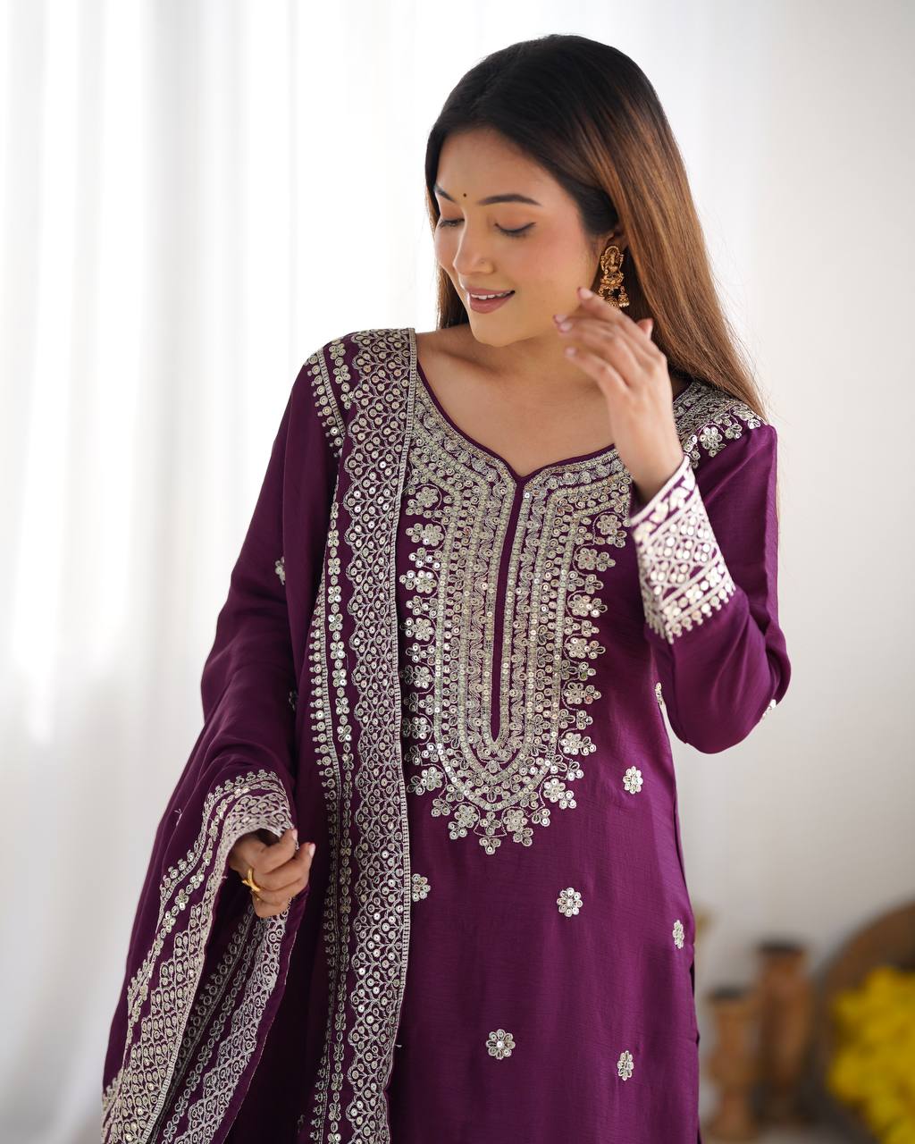 Wine Color Premium Designer Sharara Set