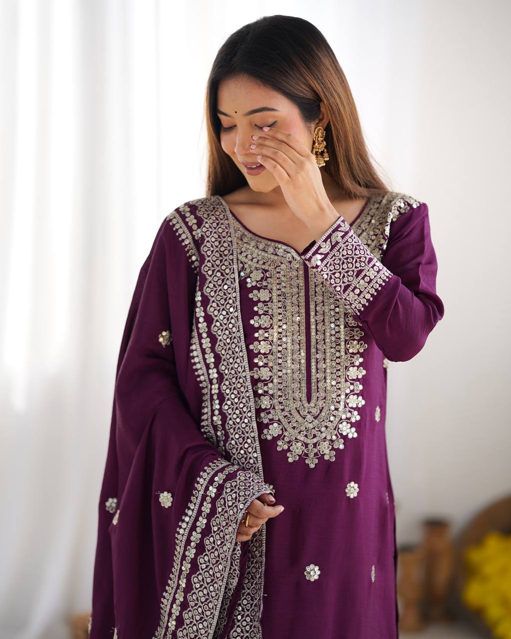 Wine Color Premium Designer Sharara Set