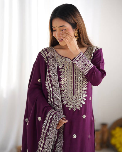 Wine Color Premium Designer Sharara Set