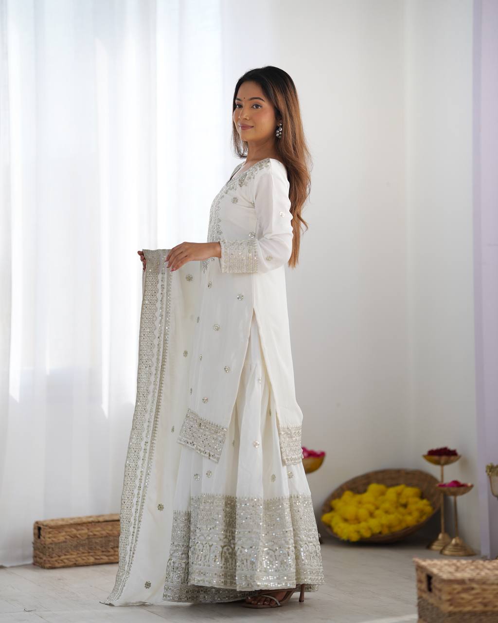 White Color Premium Designer Sharara Set