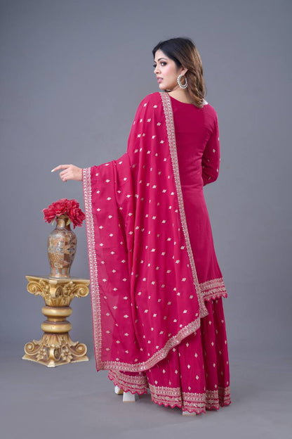 Elegant Heavy Chinon Silk Sharara Set – A Must-Have for Every Occasion