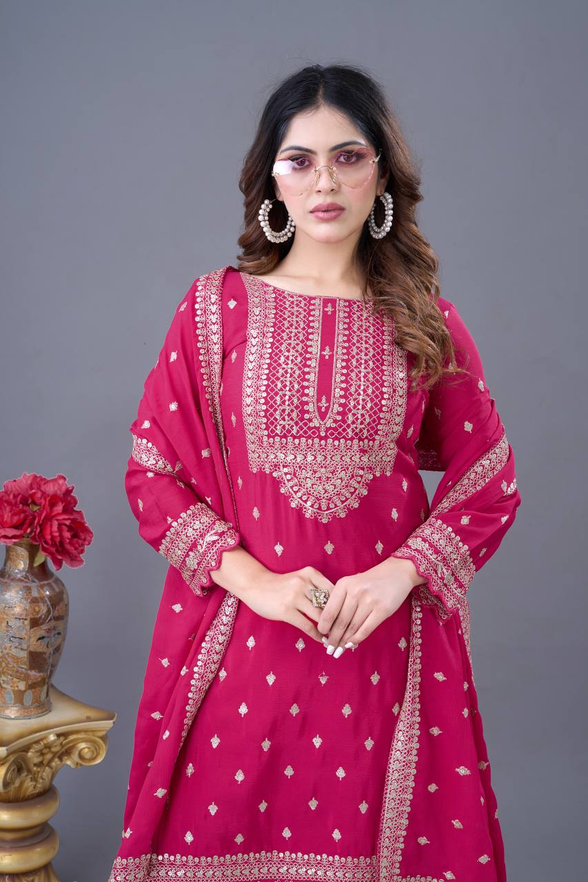 Elegant Heavy Chinon Silk Sharara Set – A Must-Have for Every Occasion